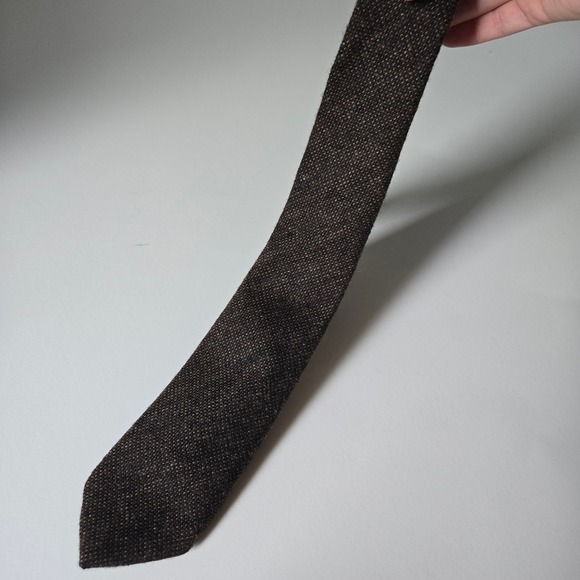 Woolcrofter Wembley Mens Brown Wool Blend Textured Tie Necktie Classic - Picture 1 of 5
